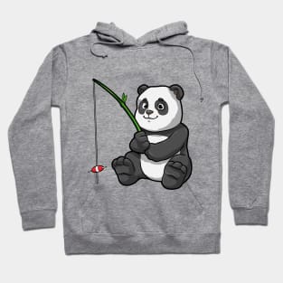 Panda at Fishing with Bamboo Fishing rod Hoodie